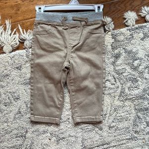 Never worn . . . Pull on 12 months pant, tan with gray waistband